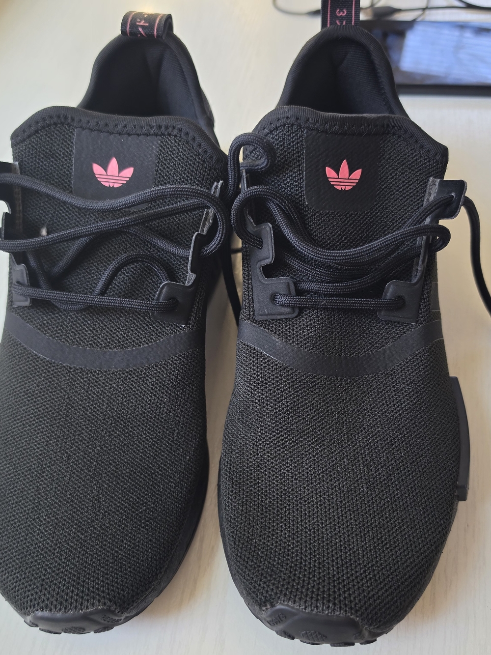 adidas Black Sneakers with Pink Accents Size 7.5 - Picture 3 of 6